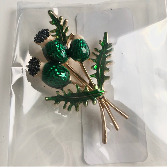 unknown Jewelry - Green Thistle Brooch